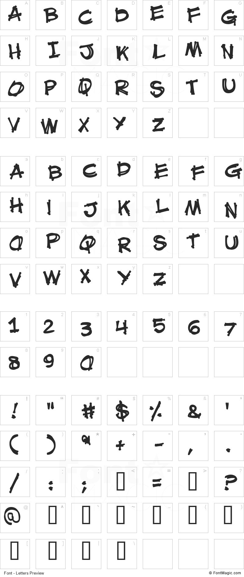 Mouth Breather Font - All Latters Preview Chart